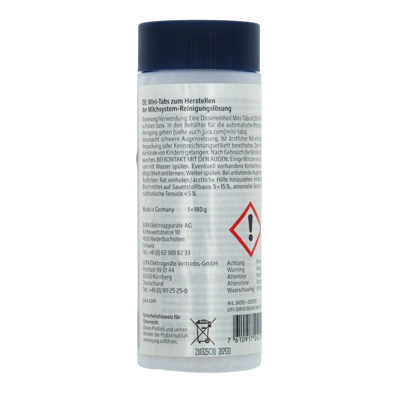 Milchreiniger (Mini-Tabs / 180g) Nachfülldose für Jura Kaffeevollautomaten