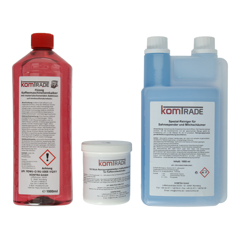KomClean PREMIUM Reinigungs-, Entkalkungs-, Pflege-Set