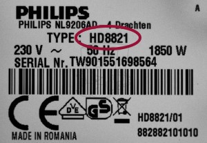 Saeco Philips Typ-Modell Bezeichnung